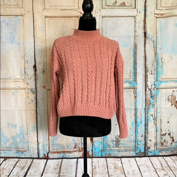 Hippie Rose Women’s Cable Knit Drop Shoulder Pink Sweater Small - Picture 4 of 11